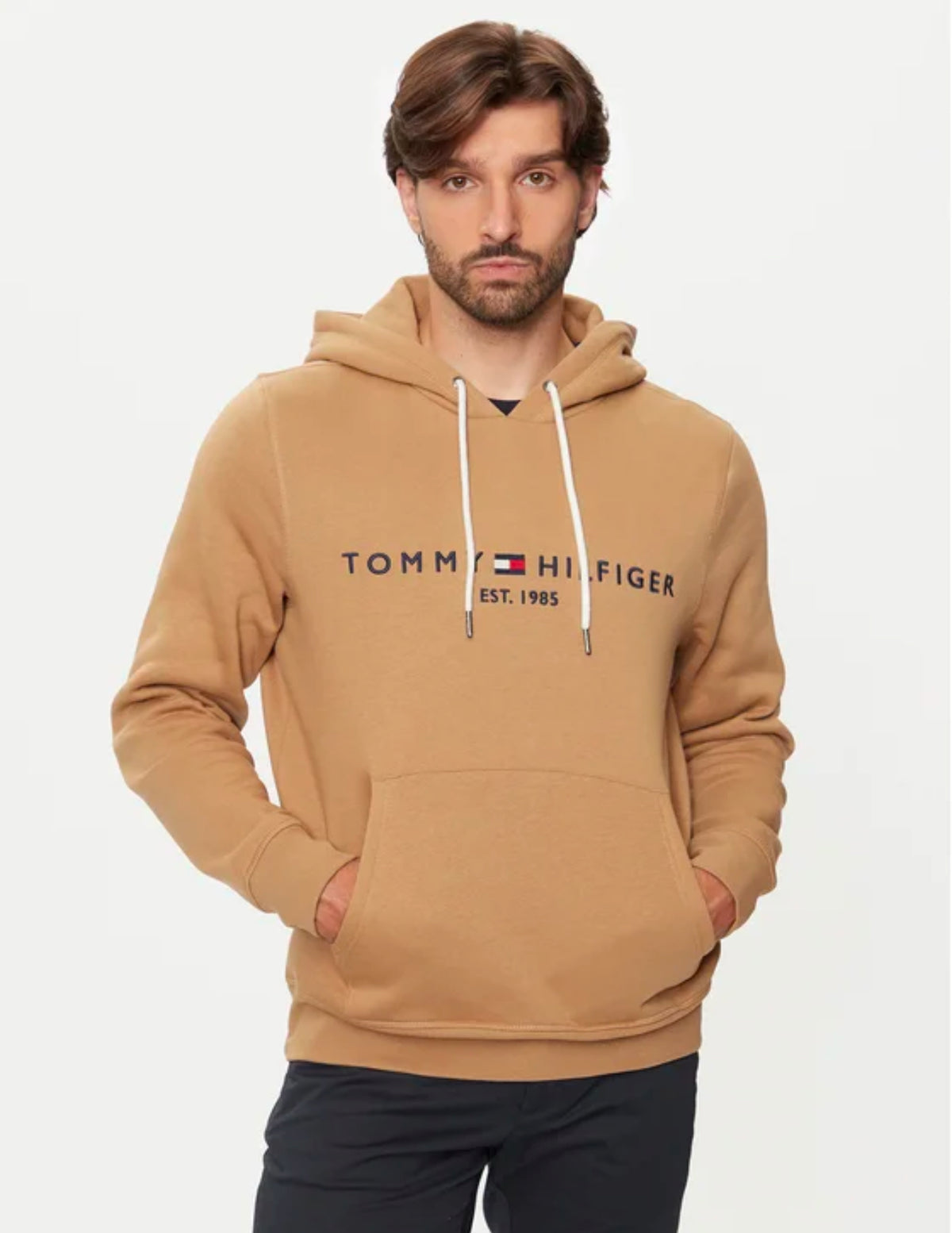 Hoodie με κουκούλα Tommy Μπέζ